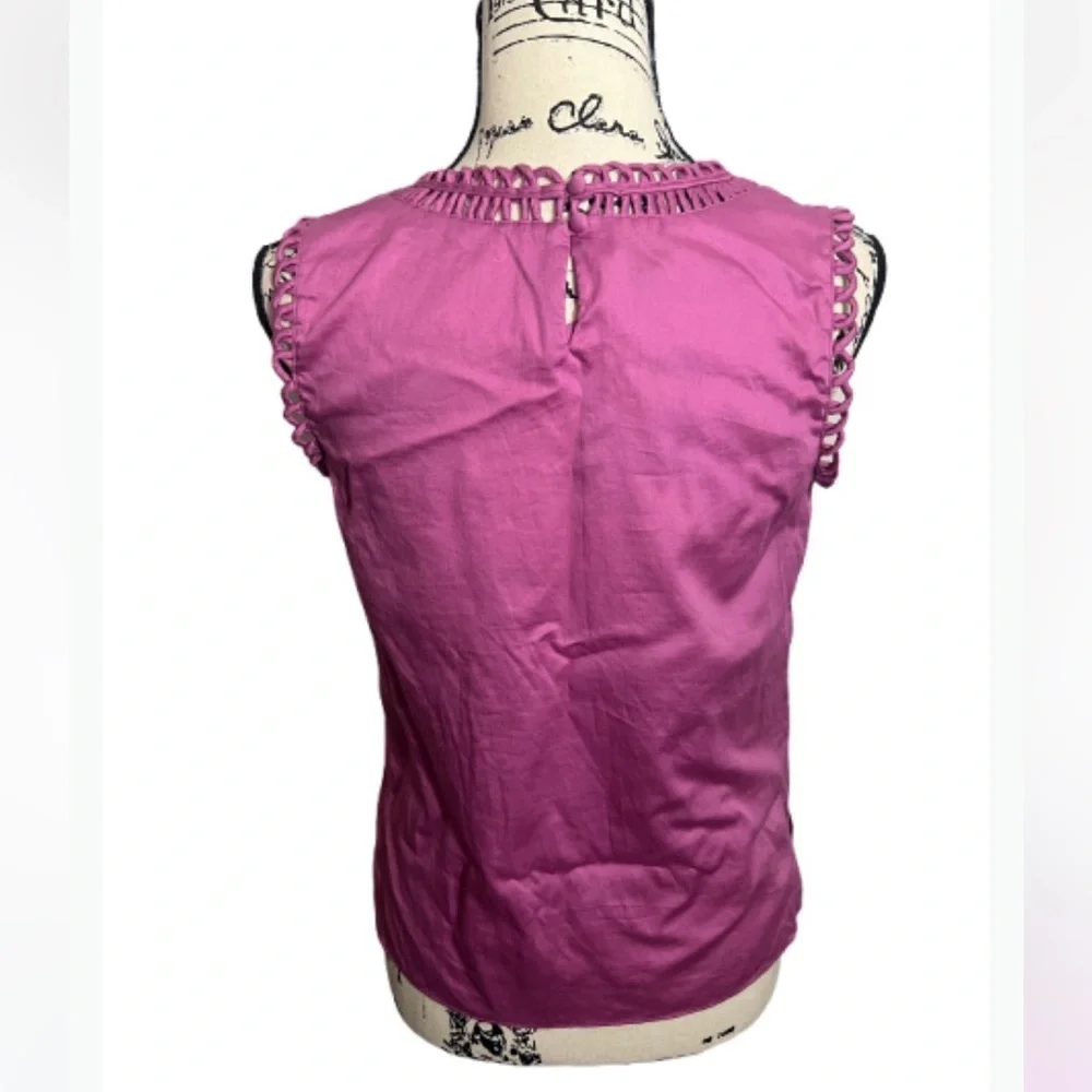 Talbots Cottagecore Magenta Pink‎ Eyelet Neckline Sleeveless Shell Top